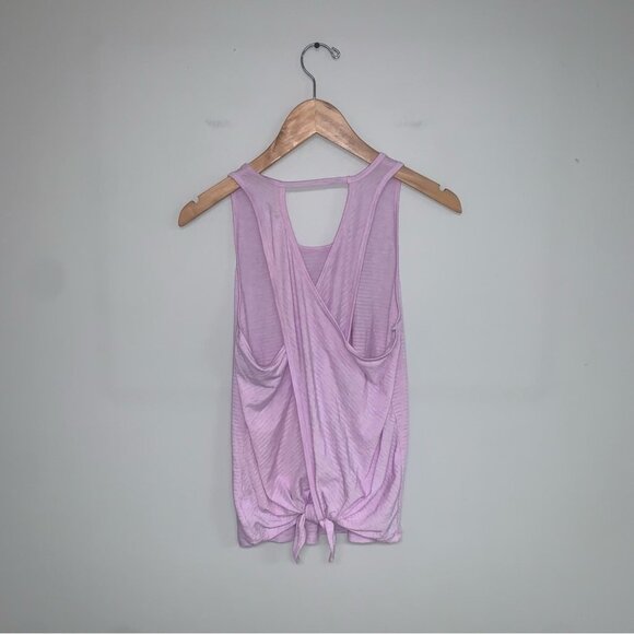 Athleta Essence Texture Tie Back Tank Top  Size Extra Small Lilac Purple Striped - Picture 4 of 7